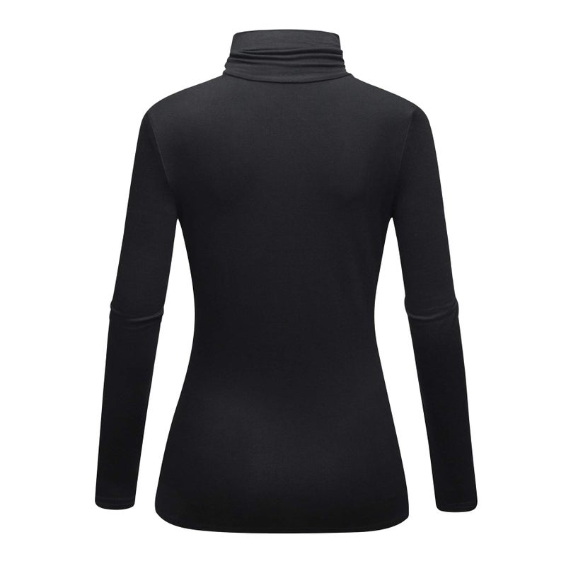 OThread & Co. Women's Long Sleeve Turtleneck T-Shirt Basic Stretch Layer Comfy High Neck Top (Small, Black) - Image 4